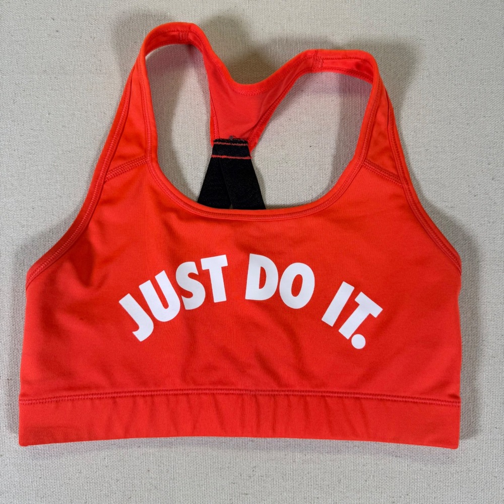 Nike Dri-FIT Just Do It Sports Bra Red Black Racerback Womens Small S